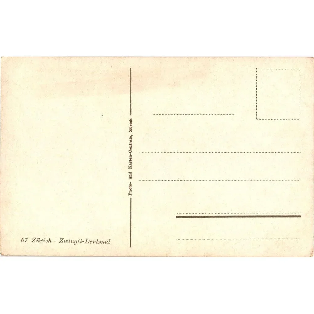 Historic Zürich Zwingli Monument Statue Vintage Postcard Switzerland Classic